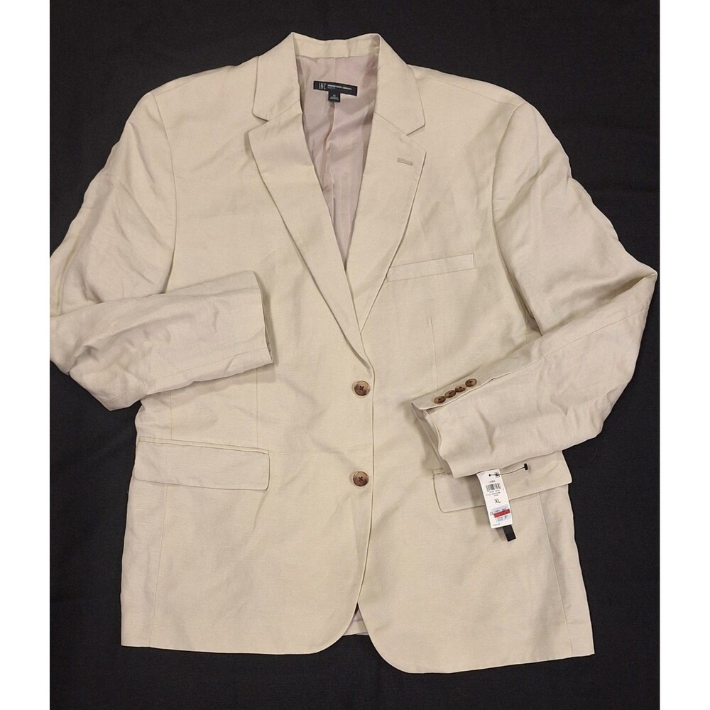 INC International Concepts Men's Slim Fit Linen Blazer S Tan Beige NWT